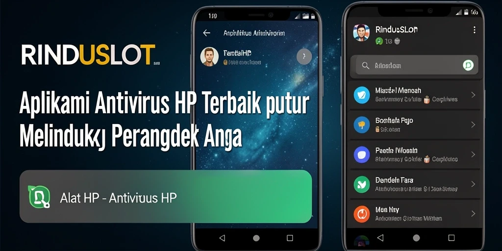 Antarmuka aplikasi RINDUSLOT menunjukkan fitur Antivirus HP yang intuitif.