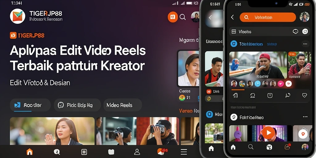 Antarmuka aplikasi <strong>TIGERJP88</strong> untuk Edit Video Reels yang menarik dan fungsional.