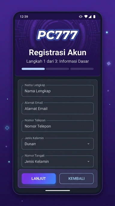 Tampilan halaman daftar pc777